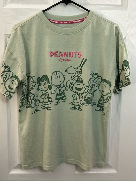 Peanuts Tops - Peanuts by Schulz Snoopy Charlie Brown Graphic Tee Green Size Small